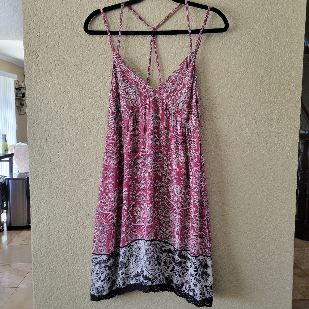 Wet Seal, Medium, Pink/Black Print Dress